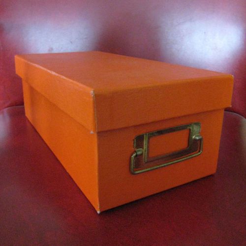 Vintage Hedges Orange Cardboard Card File Box Industrial Library Index Storage