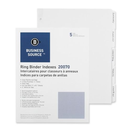 Business source 3-ring plain tab divider - 8.5&#034;x11&#034; -100/box  - bsn20070 for sale