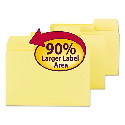 Supertab colored file folders, 1/3 cut, letter, yellow, 100/box for sale
