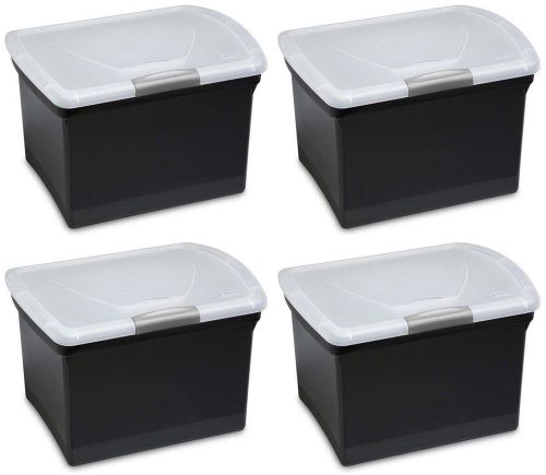 Sterilite 18789004 latching letter size file box clear lid w/handle, black base for sale