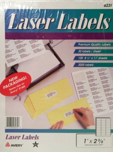 Avery Dennison 5160 Laser Labels Genuine 1&#034; x 2 5/8&#034; 3000/Pack White Easy Peel