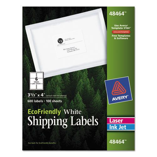 EcoFriendly Labels, 3-1/3 x 4, White, 600/Pack