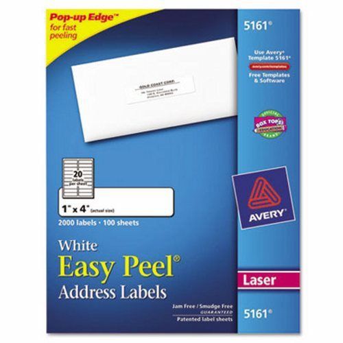 Avery Easy Peel Laser Address Labels, 1 x 4, White, 2000/Box (AVE5161)