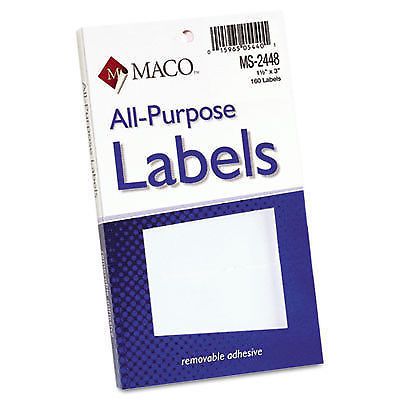 Maco Multipurpose Self-Adhesive Removable Labels, 1 1/2 X 3, White, 160/Pack
