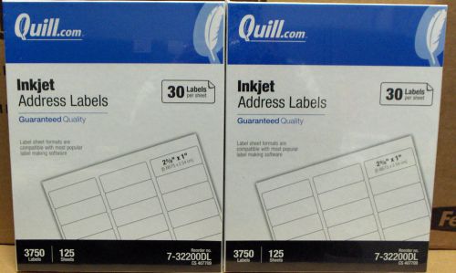 Address Ink Jet Labels, 1 x 2-5/8 Inches, White, 30 Up, (2 BOXES OF 3750) (8160)