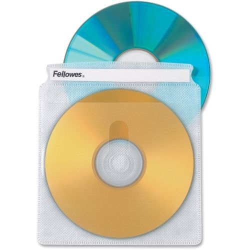 Fellowes double-sided cd/dvd sleeves - 50/pack - plastic - clear -2 cd/dvd for sale