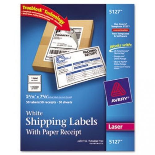 1/2 sheet shipping label w paper receipt ave 5172 200pk for sale