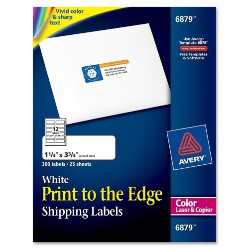 Avery Color Printing Label - 3.75&#034; W x 1.25&#034; L - 300/Pk - Laser - White