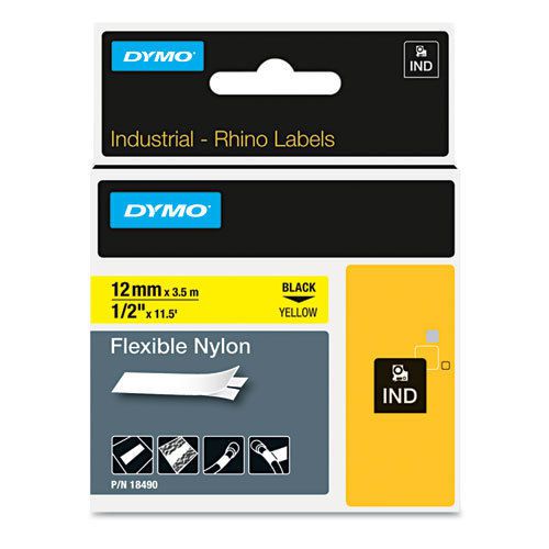 Rhino flexible nylon industrial label tape cassette, 1/2&#034; x 11-1/2 ft, yellow for sale