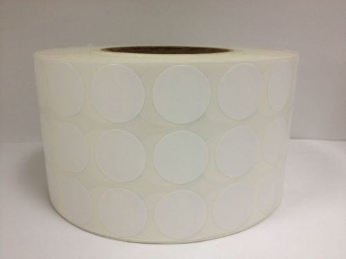 1 Roll of 10,000 1&#034; Round WHITE BLANK THERMAL TRANSFER supplied 3-Across Labels