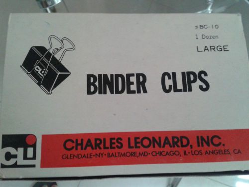 Large Binder Clips BC-L 1 Doz. 2 Inches. Steel Construction- Nickel Arms.