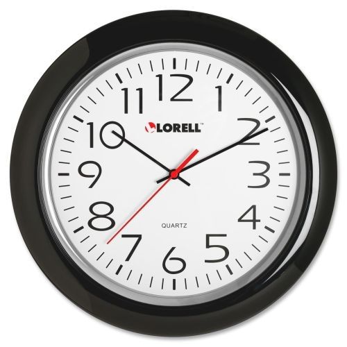 Lot of 3 Lorell 60988 Wall Clock, 13-1/4 in., Arabic Numerals, Nice Black Frame