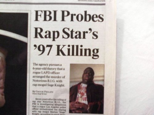 Biggie Smalls East Coast Rap Suge Knight Photo Article Death Row Records Tupac