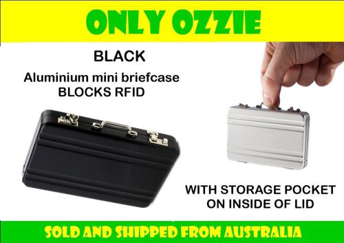 Mini briefcase -miniature aluminium business card creditcard wallet case - black for sale