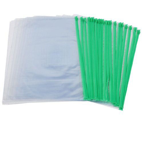 Office Green Clear Size A4 Paper Slider Zip Folders PVC Files Bags 20PCS