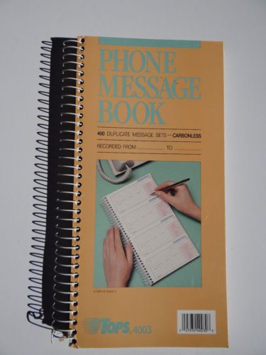 Tops 4003 Phone Message Book 400 Duplicate Carbonless Forms