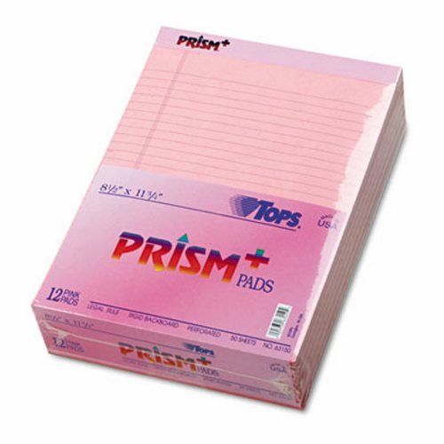 Tops Prism Colored Writing Pads, Legal, Pink, 50-Sheet Pads, 12/Pack (TOP63150)