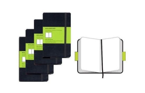 Set of 4 Moleskine plain blank journals Pocket