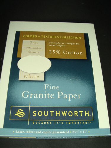 SOUTHWORTH Fine Granite Paper 24 lb Colors &amp; Textures Collection WHITE NEW