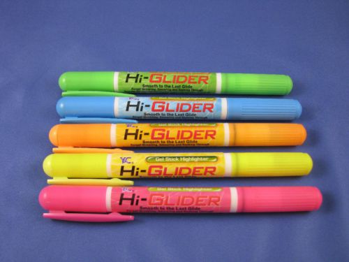 LOT OF 5 Bible Hi Glider Acid Free Gel Stick Pen Pink Blue Yellow Green Orange-A