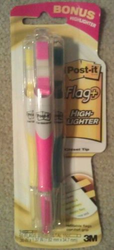 New 3 pack post-it flag+ highlighters chisel tip yellow blue pink 689-hl2(b) for sale