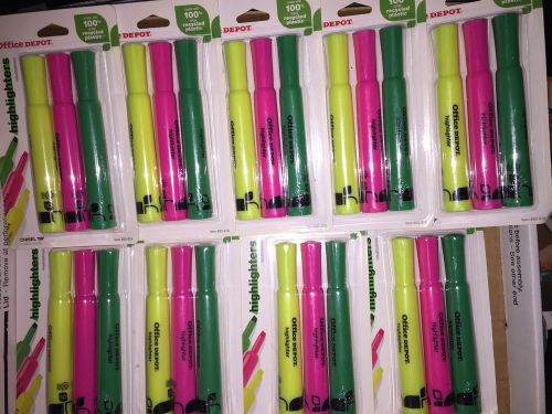 Office Depot Brand Chisel-Tip Highlighter, Assorted, Pack Of 3 LOT OF 10
