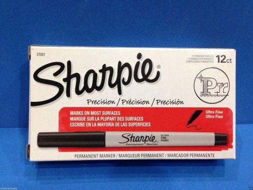 Sharpie permanent marker pen ultra fine tip black 1 new box of 12 markers for sale
