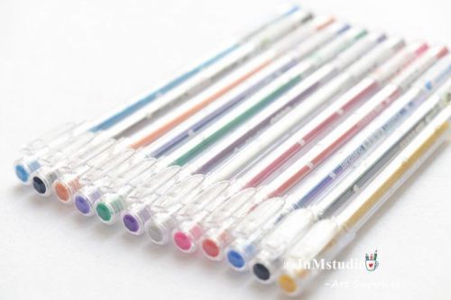 Glitter 12 colors/Pack Scrapbook cardboard gel pens 0.5mm pen point-ZXB01