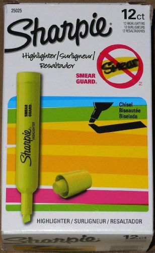 Box of 12 Sharpie Accent Tank-Style Highlighters Yellow 25025 New Free Shipping