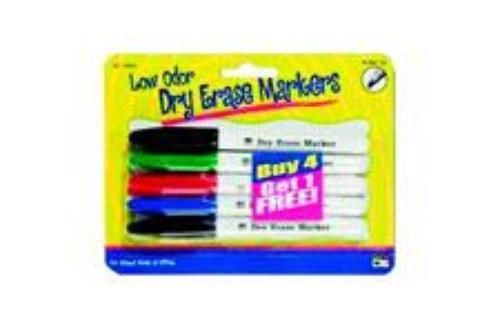 Low Odor Dry Erase Pocket Style Marker Set 4 Count With 1 Free Pocket Marker