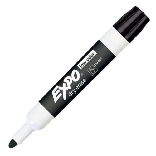 Expo Low Odor Bullet Tip Dry Erase Markers, 12 Black Markers (82001)