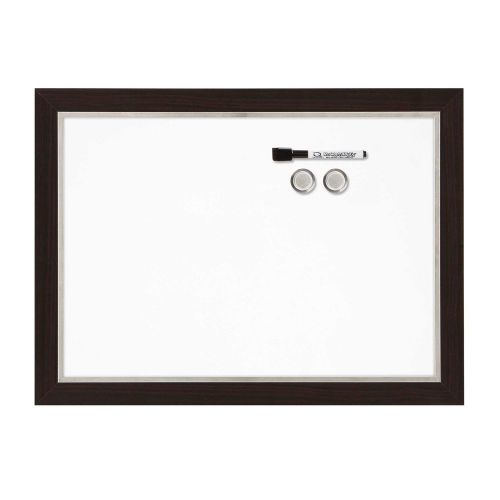 Quartet 2-Tone Home Decor Magnetic Dry-Erase Board 11&#034; x 17&#034; Espresso Wood Frame
