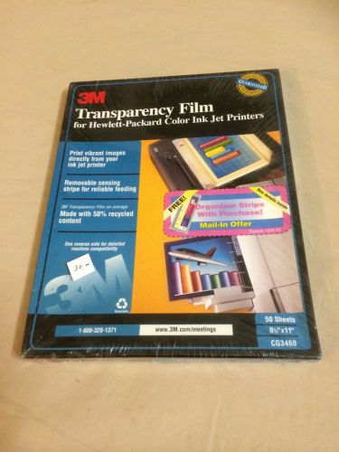 3M Transparency Film For HP Color Ink Jet Printers CG3460 50 Sheets New Sealed