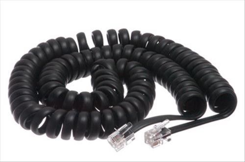 3 Pack 12 Foot Black Telephone Handset Curly Cord Compatible with All Phones USA