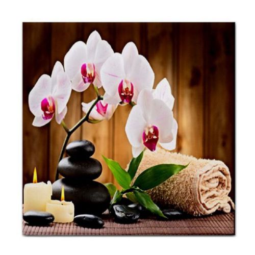 Orchid towel print home spa ensuite room home modern decor ceramic tile wall art for sale