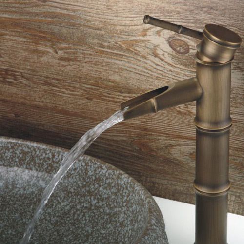 Modern antique brass finished bamboo single hole vessel faucet tap free shipping for sale