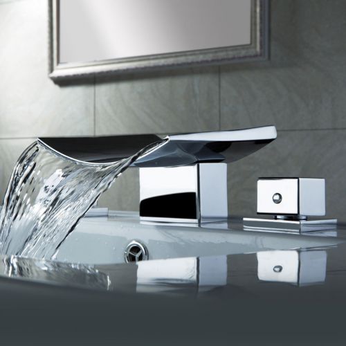 New Modern 3 Hole Widespread Vessel Sink Faucet in Chrome Finished Free Shipping