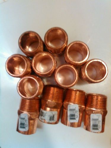 12 Piece Lot 1&#034; x 1&#034; Copper Threaded Male Sweat Adapter national brand