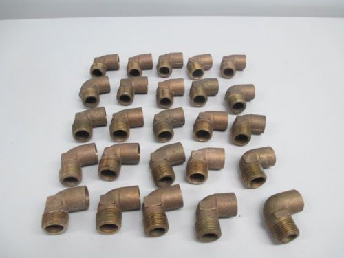 Lot 25 new nibco lee assorted bronze 3/4in 90 degree elbow pipe fitting d241539 for sale