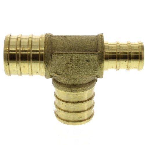 1&#034; x 1/2&#034; x 1&#034; pex reducing tee - brass crimp fitting - lead free for sale