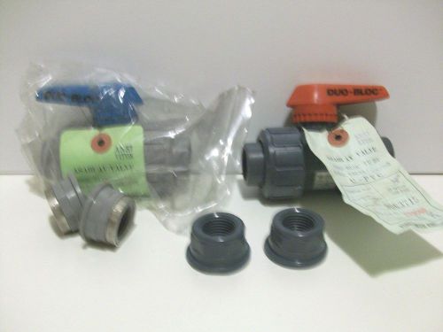 2 boxes 1/2 inch asahi bloc  true union ball valve (set of 2) blue / red for sale