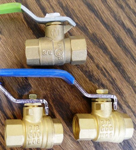 3/8&#034; ball valves with 1/4-turn, female x female thread brass, 3/8 inch (3) for sale