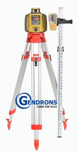 Topcon rl-h4c self-leveling rotary slope laser level + tripod &amp; inches grade rod for sale