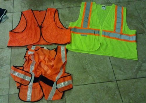 Lot of 3 Orange yellow Mesh Construction Roadguard Safety Vest Vests Army Radian
