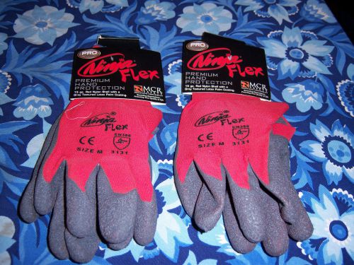 2 Ninja Flex Premium Hand Protection 15 Ga. Red Nylon w Gray Latex 3131 Medium