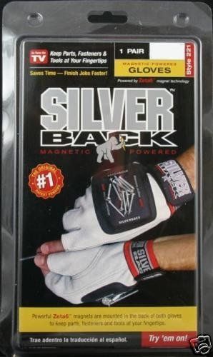 Silver Back magnetic powered work gloves large #221