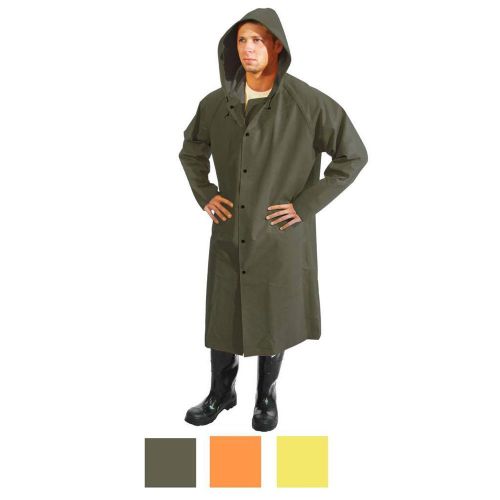 New neese rainwear pvc magnum long rain coat w/ hood green 45ac large l for sale