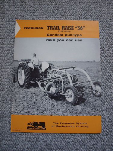 Massey-Harris-Ferguson 36 Tractor Trail Hay Rake Vintage Brochure Orig. MINT &#039;57