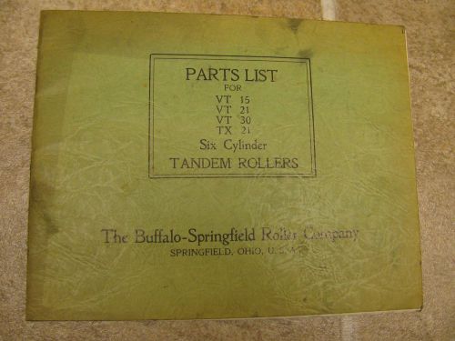 Buffalo Springfield Roller Parts List VT15 21 30 TX21