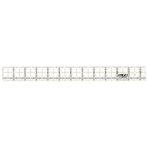Olfa 1&#034; x 12&#034; non-slip, frosted advantage acrylic ruler (olfa qr-1x12) for sale